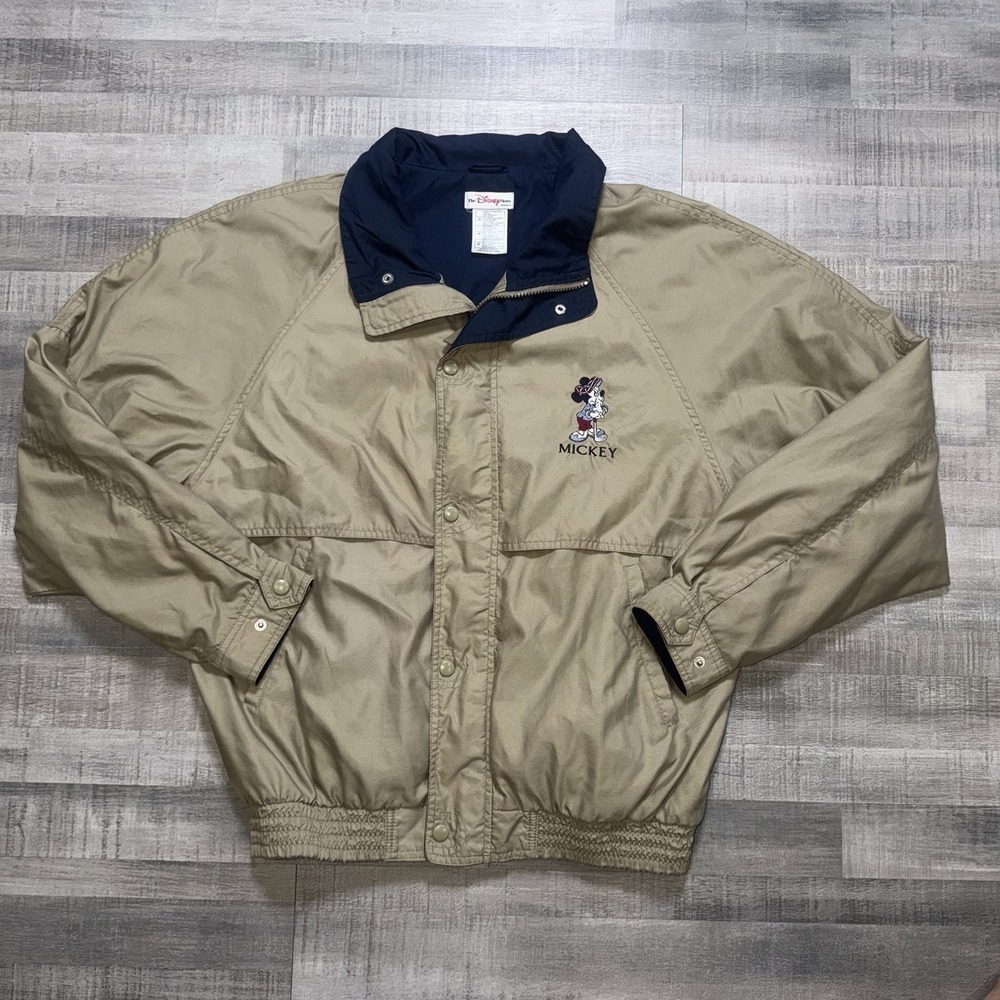 Vintage DISNEY Mickey Mouse Logo Golf Khaki Rain Windbreaker Jacket  Medium M